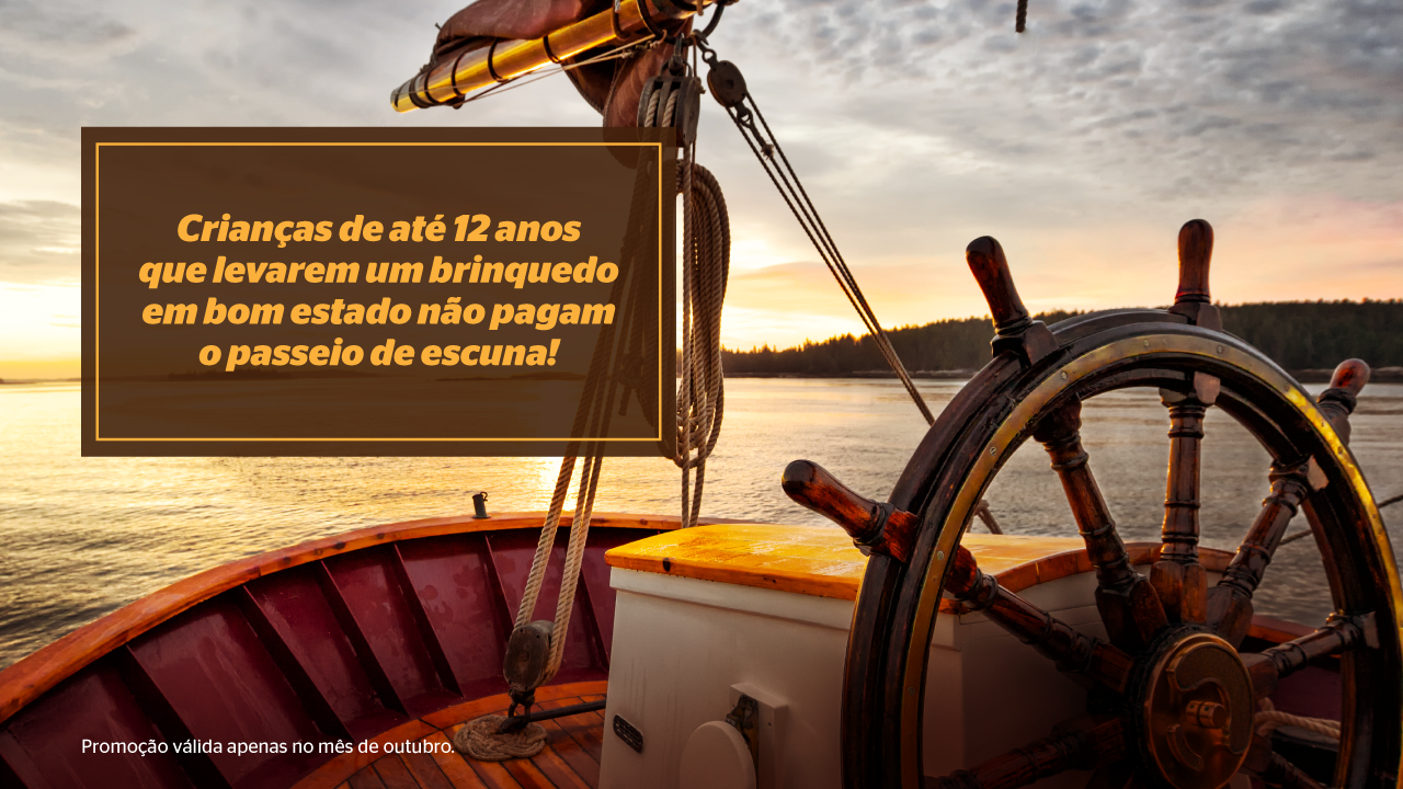 Criança de até 12 anos que doar um brinquedo em bom estado, não paga passeio de barco